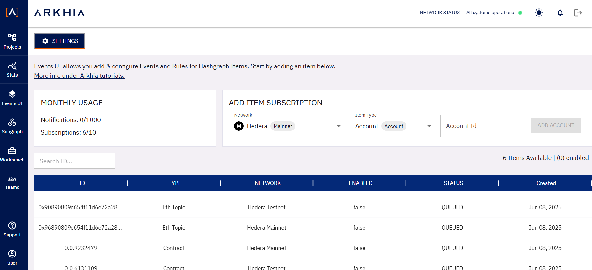 Events UI Dashboard