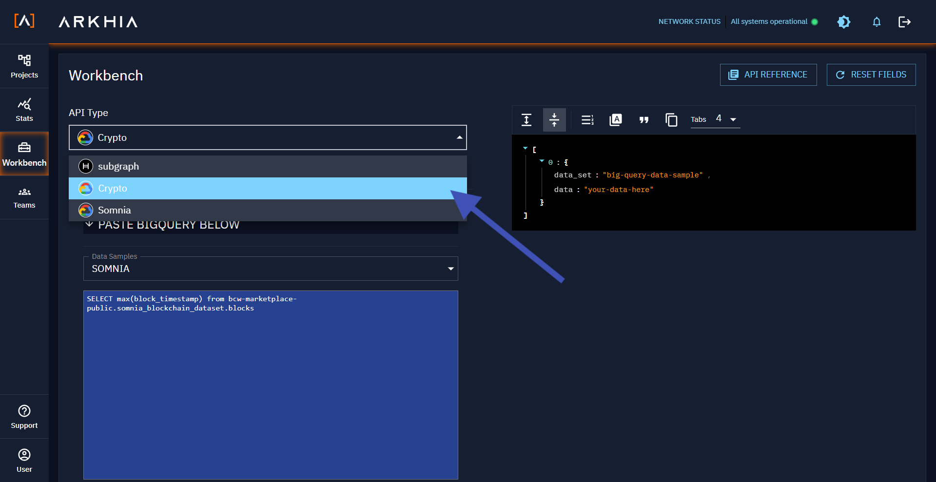 Workbench Crypto Selection